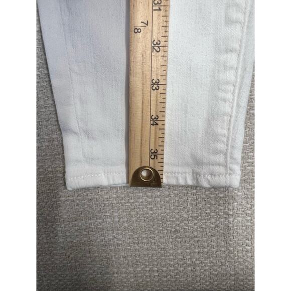 Seven for All Mankind Jeans High Waist Ankle Skinny White w/ Denim Patch Pocket - Picture 10 of 16